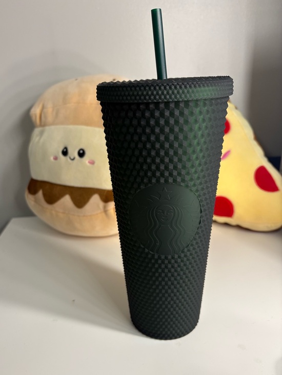 Starbucks Other - Starbucks Black Studded Reusable Tumbler with Dark Green Straw